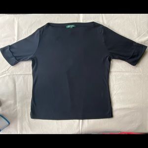 Lauren by Ralph Lauren Black Boatneck top